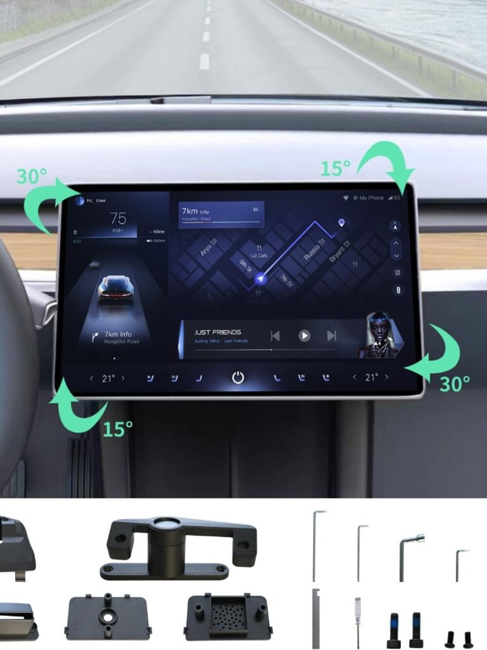 Screen Swivel Mount for Tesla Model Y 2020-2023 & Model 3 2017-2023